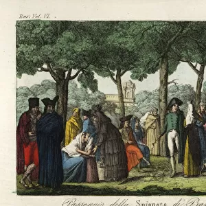 Group of promenaders on the Spianata, Barcelona, 1806