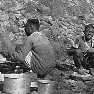 Gurkhas cooking a camp meal 1914