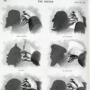 Hand shadows, showing famous figures in silhouette