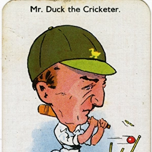 Happy Families Playing Cards - Mr Duck the Cricketer