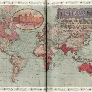 Harrods Department Store World Map Print, c. 1909