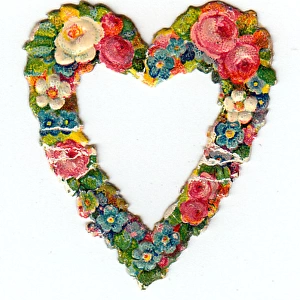 Heart of flowers on a Victorian scrap