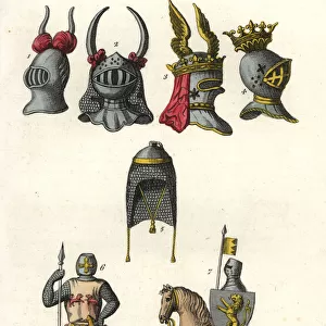 Helmets, crests, chainmail hoods, armour, etc