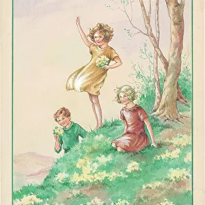 Three on a hill with flowers
