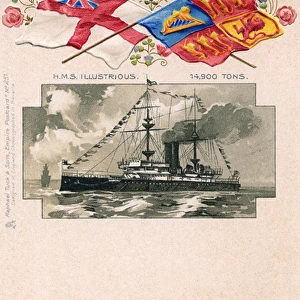 HMS Illustrious - Patriotic British Naval postcard