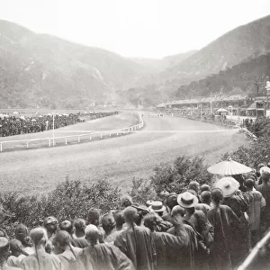 Horse race meeting at Happy Valley racecourse, Hong Kong