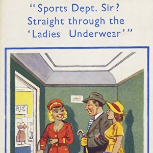 Humorous Postcard - Underwear Department