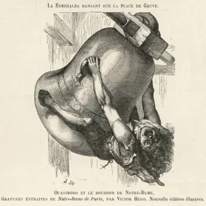 Hunchback of Notre Dame Print: Quasimodo Swings from Bell Hunchback of Notre Dame Print: Quasimodo Swings from Bell