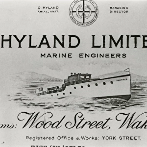 Illustration of pleasure craft, Hyland Ltd (letter head)
