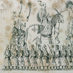 India. Maratha Empire. Founded by King Shivaji. Engraving
