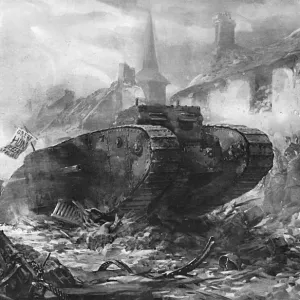 The Introduction of Tanks into Battle Print 1916 The Introduction of Tanks into Battle Print 1916