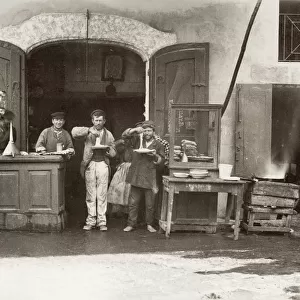 Italy c. 1880s - pasta makers and sellers, macaroni, artisan