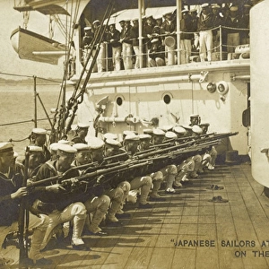 Japan - Drill for Japanese Sailors on deck of HIJMS Asama