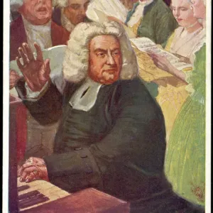 Print of Johann Sebastian Bach Conducts Print of Johann Sebastian Bach Conducts