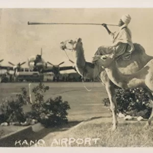 Kano Airport, Nigeria - Camel rider with horn