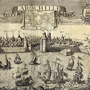 La Rochelle. Map of the city on the Atlantic. 16th century