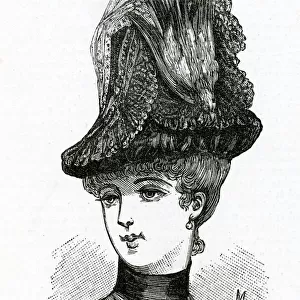 Lace hat with whole bird 1886