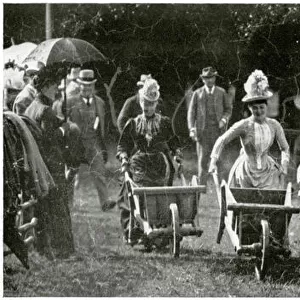 Ladies wheelbarrow race at Bad Homburg, 1882