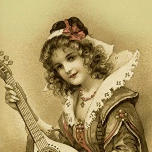 Lady playing a mandolin