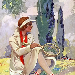 Lady Tennis Player having finished a game