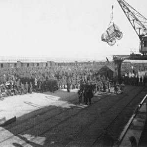 Landing wagons at Zeebrugge, Belgium, WW1