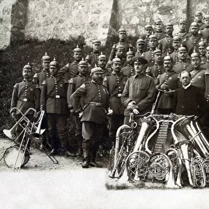 Large German Military Brass Band in all its glory! Date: circa 1909