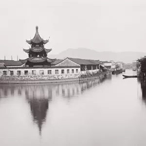 Late 19th century photograph: Hwai river, now Huai River, creek, China
