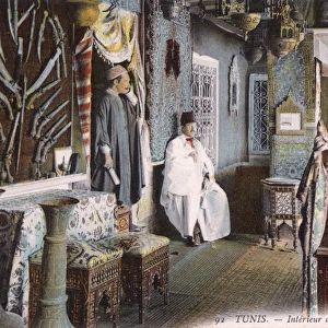 Lavish interior of an Arab Bazaar, Tunis, Tunisia