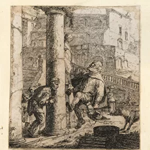 Lazarillo de Tormes and the blind man bumping into a pillar