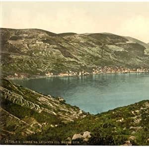 Lissa, from the east and Mount Hum, Dalmatia, Austro-Hungary