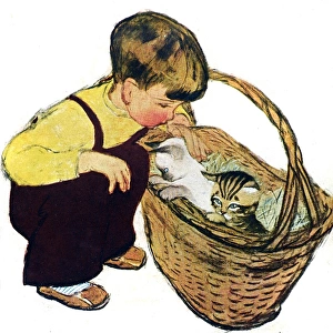 Little boy with cats by Muriel Dawson