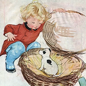 Little girl with puppy by Muriel Dawson