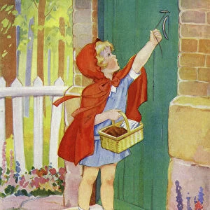 Little Red Riding Hood at Grandma's door, by Muriel Baines
