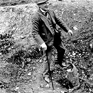 Lloyd George with remains of shell, Western Front, WW1