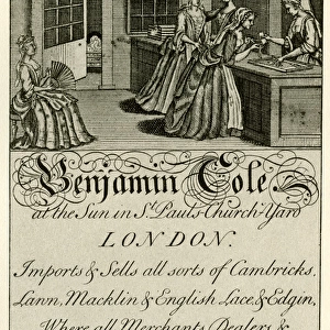 London Trade Card - Benjamin Cole, textiles