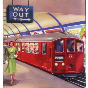 Northern Line Train Print: Red Tube Car Heading to Morden Northern Line Train Print: Red Tube Car Heading to Morden