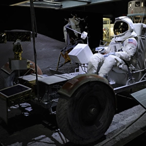 Lunar Roving Vehicle (LRV) or lunar rover. American Apollo p
