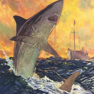 A Mako Shark Hooked Print, 1928 A Mako Shark Hooked Print, 1928