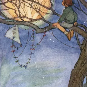 The Man in the Moon Print: A Boy Confronts Lunar Figure The Man in the Moon Print: A Boy Confronts Lunar Figure