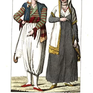 Man and woman of the Morea Eyalet, the Peloponnese, Greece