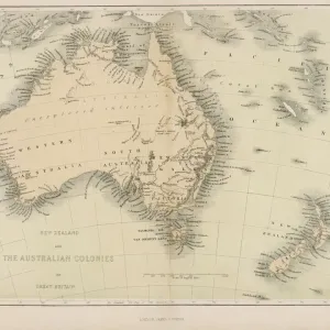 Australia and New Zealand Print 1862 Map Australia and New Zealand Print 1862 Map