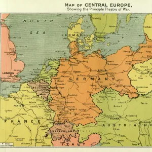 Map of Central Europe, World War One