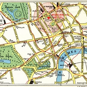 Map of Central London with Woburn House Hotel marked