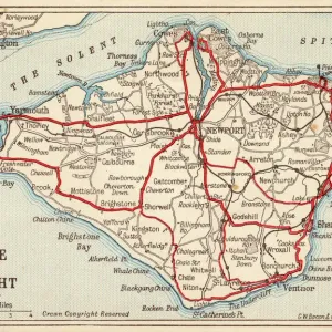 1910 Isle of Wight Map Print with Rail Network 1910 Isle of Wight Map Print with Rail Network