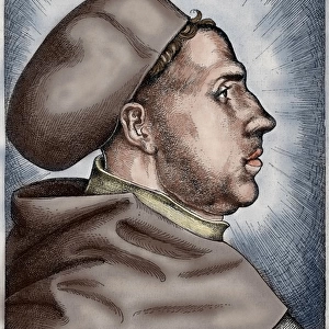 Martin Luther, (1483-1546). German reformer. Portrait. Engra