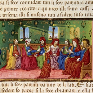 Mary is presented to fathers friends. Codex of Predis (1476
