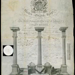 Masonic Certificate Print of the UNITED GRAND LODGE of England