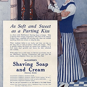 McClintons Shaving Soap advertisement, WW1 soldier