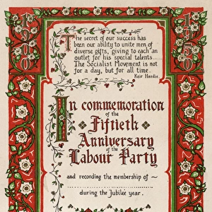 Membership certificate, Labour Party 50th Anniversary