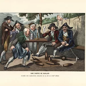 Men playing skittles in a pub garden, late 18th century